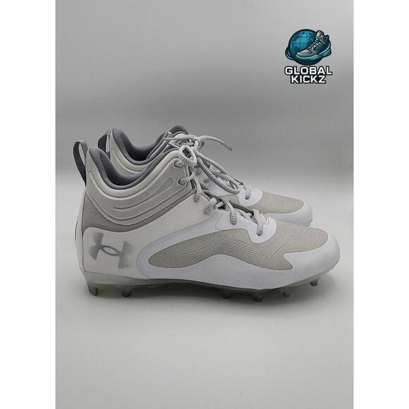 NEW Under Armour Command MC Mid Lacrosse Cleats Men Shoe Sz 11.5 White 3025639 - Picture 1 of 8